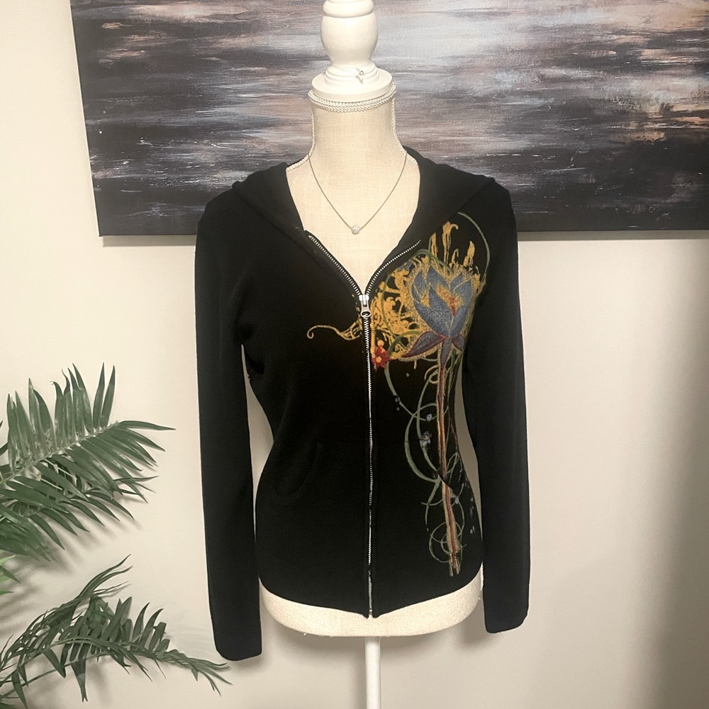 T.ll The End zip up colorful sweater